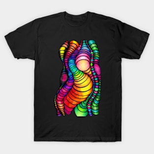 Colorful Tube Worms - Op Art T-Shirt